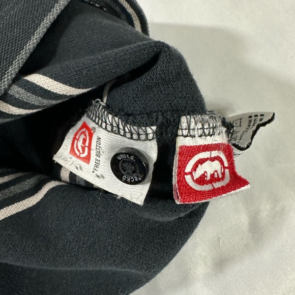 2000s ECKO EMBROIDERED POLO LARGE BLACK RHOMBUS STRIPED - Picture 12 of 15